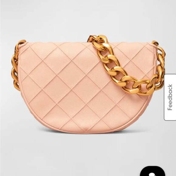 Tory Burch Fleming Soft Grain Mini Crescent Bag Crossbody Bag Shoulder Bag Blush - Picture 14 of 14